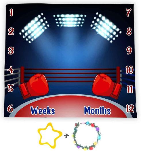 Boxing Theme Baby Monthly Milestone Blanket, 48x40in Soft Flannel, Arena Lights Backgrounds, Newborn Mom Gifts, Boy Baby Shower Age Growth Tracker...